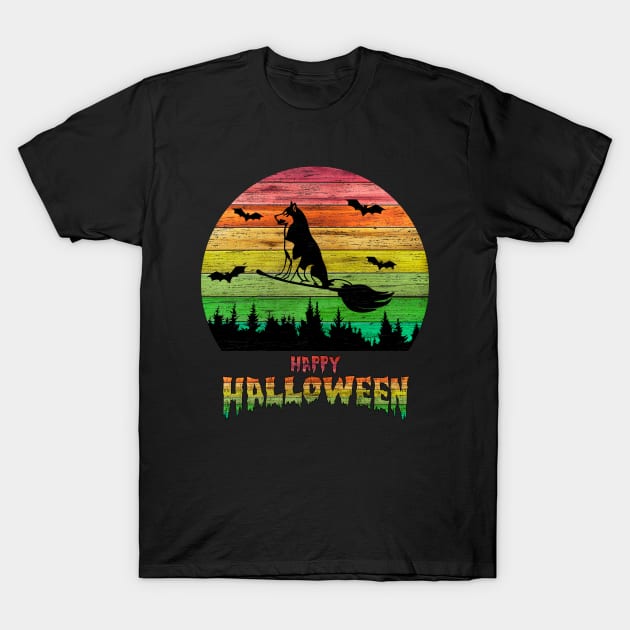 Vintage Halloween Dog Witch T-Shirt by anbartshirts